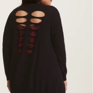 Torrid Torn Skeleton Back Cardigan - Black